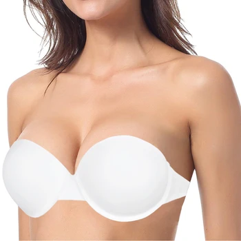 

Vgplay Strapless Bra Convertible Adjusted Straps Women Bra Push Up Solid Plunge Lingerie Underwire Transparent Strap Underwear