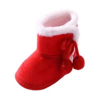 Baywell Winter Baby Warm Red Boots - Fluffy Flock Snow Slip On Shoes for Girls Toddler 0-18 Months 5