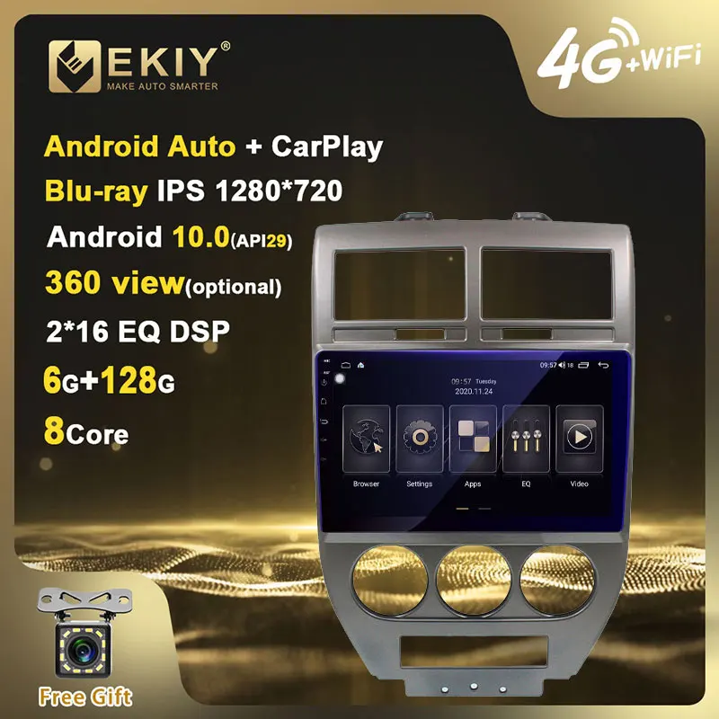 EKIY DSP IPS Android 10 Автомобильный мультимедийный плеер 6G + 128G для Jeep Compass 2007 2008 2009