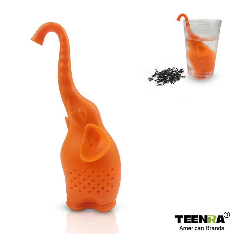 TEENRA 1 шт. силиконовый слон Shapd чайный заварочный фильтр для чая для повторного использования фильтр-мешочек для кружки рассеиватель чайные аксессуары чайная посуда - Цвет: Orange