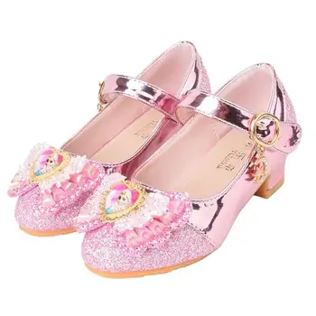 

Children Princess Shoes Kids Girls Wedding Shoes High Heels Dress Shoes Bowtie Gold Leather Shoes For Girls Casual shoes