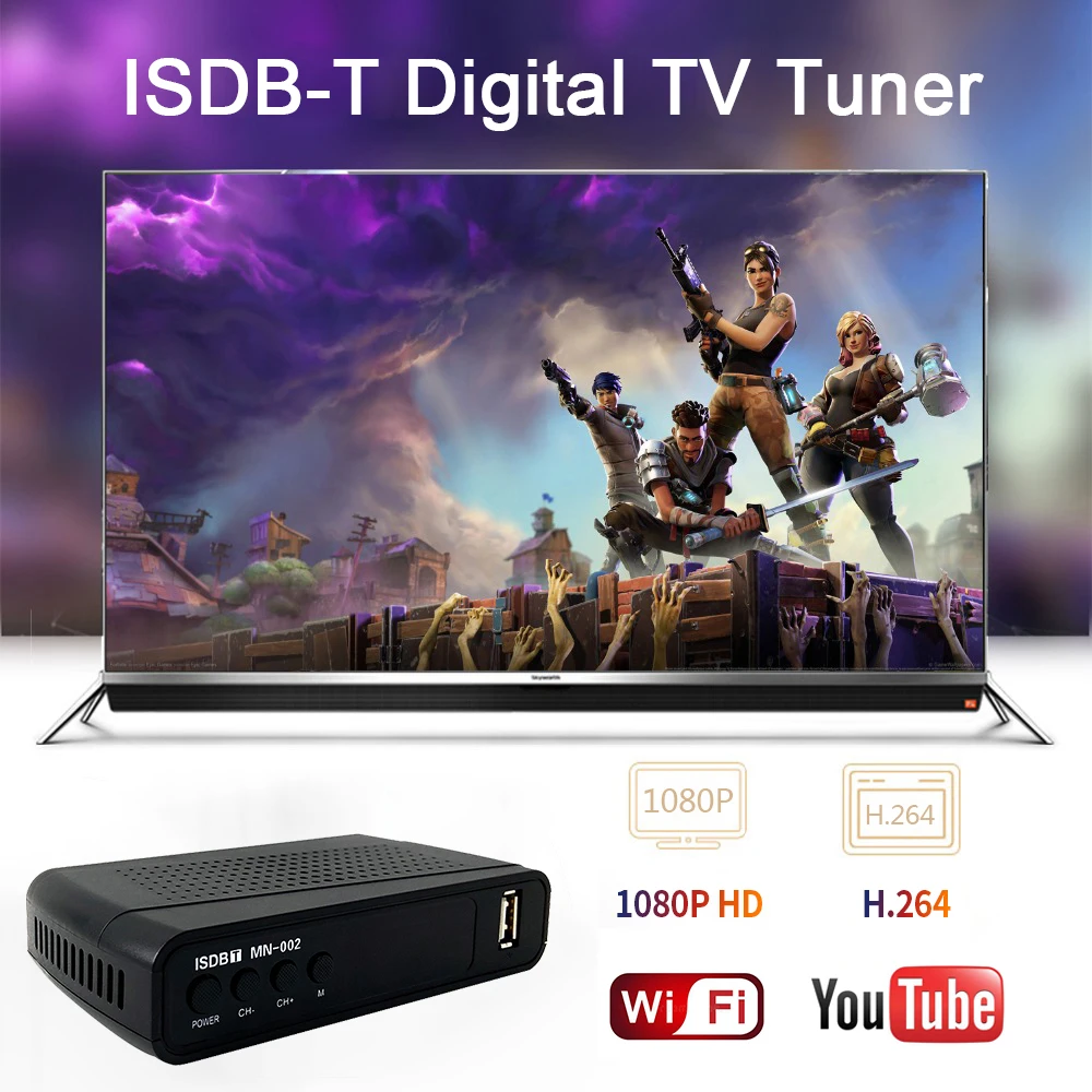 ISDB-T Digital TV Tuner FTA for Peru Brasil Chile ISDBT Receptor Wifi Receiver H.264 Set Top Box Youtube Full HD AC3 | Электроника