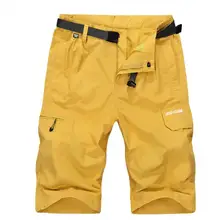 Быстросохнущие спортивные шорты мужские, яркие цвета Брендовые мужские шорты желтые однотонные пляжные Стильные повседневные брюки до колена
