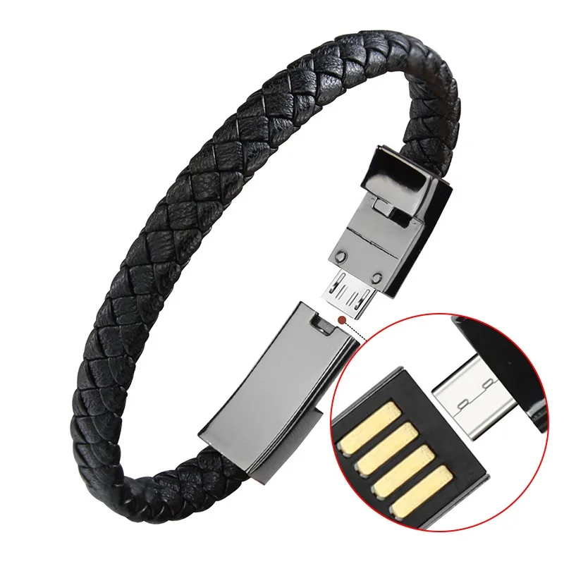 Мини type-C Micro USB браслет зарядное устройство зарядный кабель для samsung S8 A50 huawei P30 pro Открытый Портативный кожаный шнур синхронизации