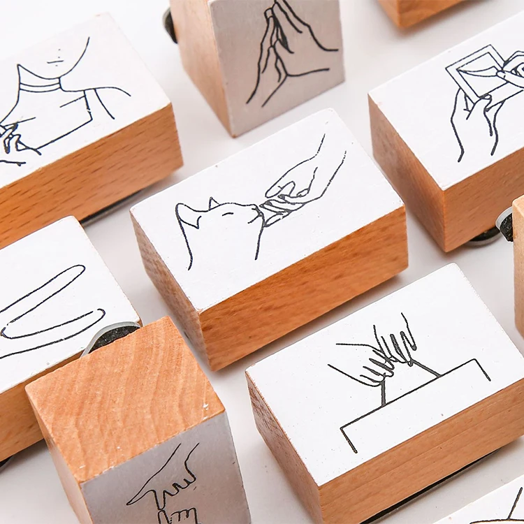 Kawaii жесты серии Деревянный штамп DIY ремесло деревянные резиновые штампы для stationery канцелярские Скрапбукинг мини-штамп