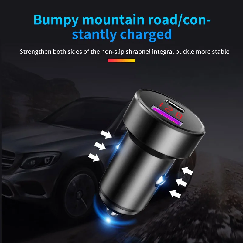 Автомобильное зарядное устройство, быстрая зарядка, USB автомобильный адаптер для телефона, автомобильная вилка, Двойные слоты для быстрой зарядки, интеллектуальный цифровой экран