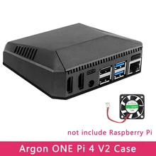 Argônio um raspberry pi 4 modelo b caso v2 alumínio metal abs escudo com interruptor de alimentação + ventilador refrigeração dissipadores de calor para raspberry pi 4