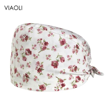 

Medical operating room hat scrub doctor nurse medical surgery caps dental care cotton printing hat multi-purpose unisex work cap