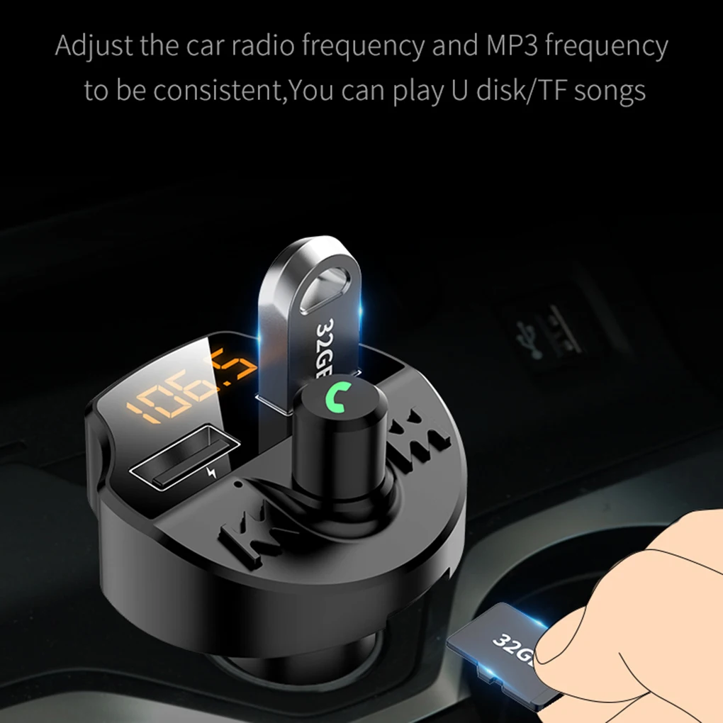 Bluetooth 5,0 Автомобильный MP3-плеер адаптер батарея Снижение напряжения шума TF карта Hands-free Dual USB зарядное устройство