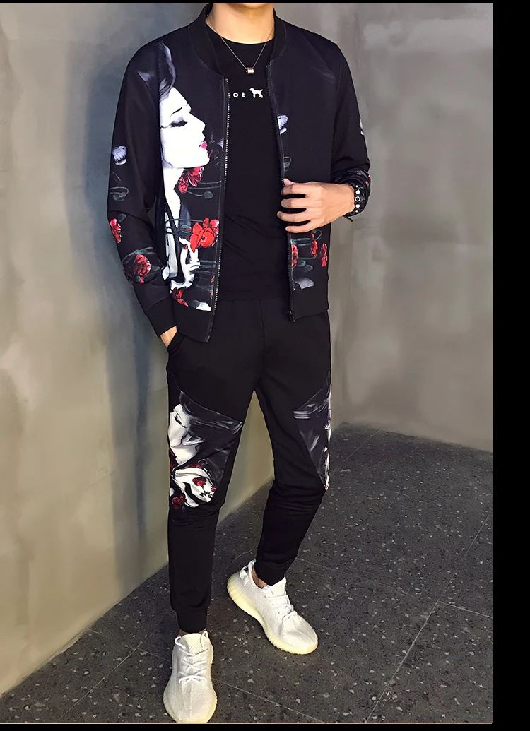 Спортивный костюм мужской Азиатский размер Moda Hombre мужской комплект осенний мужской спортивный комплект из 2 предметов спортивный костюм куртка+ штаны
