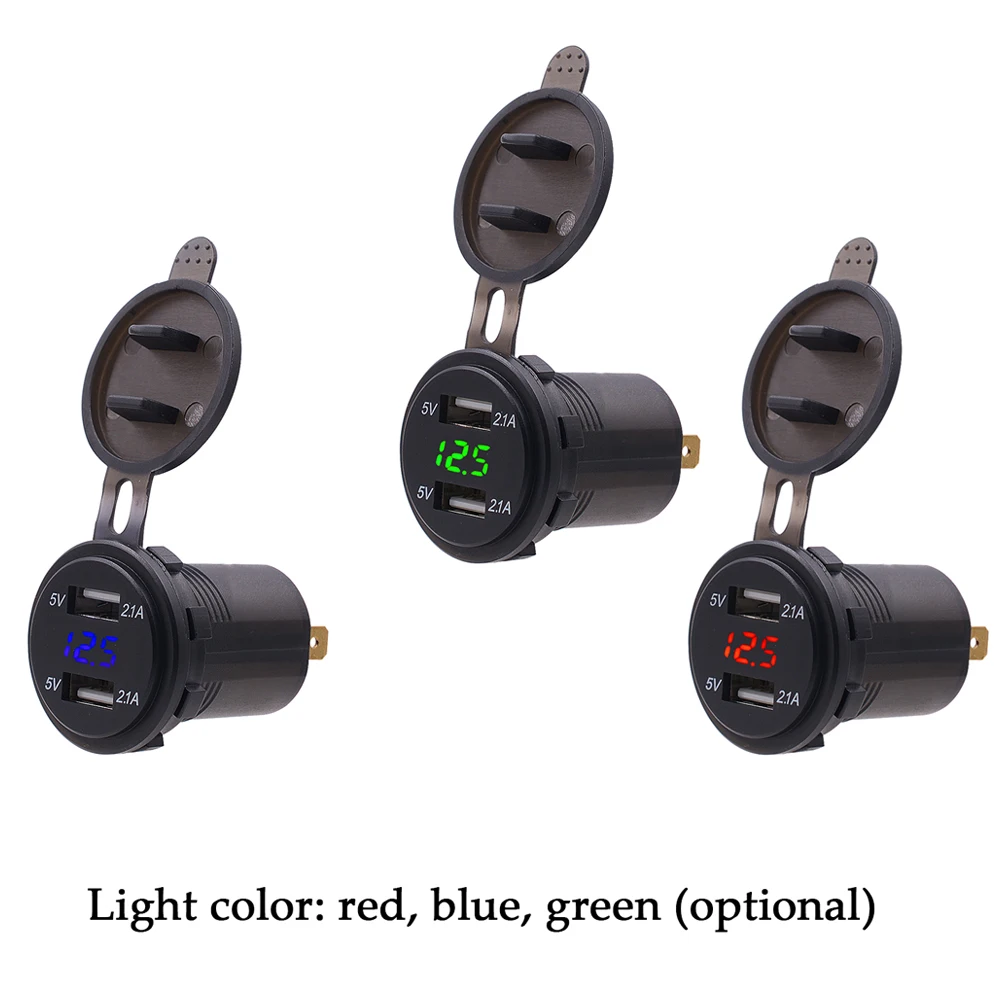 KKMOON Dual USB Автомобильное зарядное устройство гнездо для мотоцикла Авто Грузовик Лодка 12-24 в светодиодный usb-зарядное устройство адаптер питания