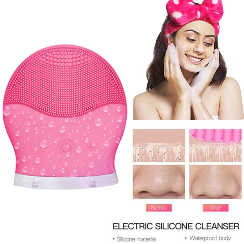 

Electric ultrasonic Facial Cleansing Brush Silicone Face Massage Sonic Vibracion Waterproof Machine Cleaner Skin Care Tools