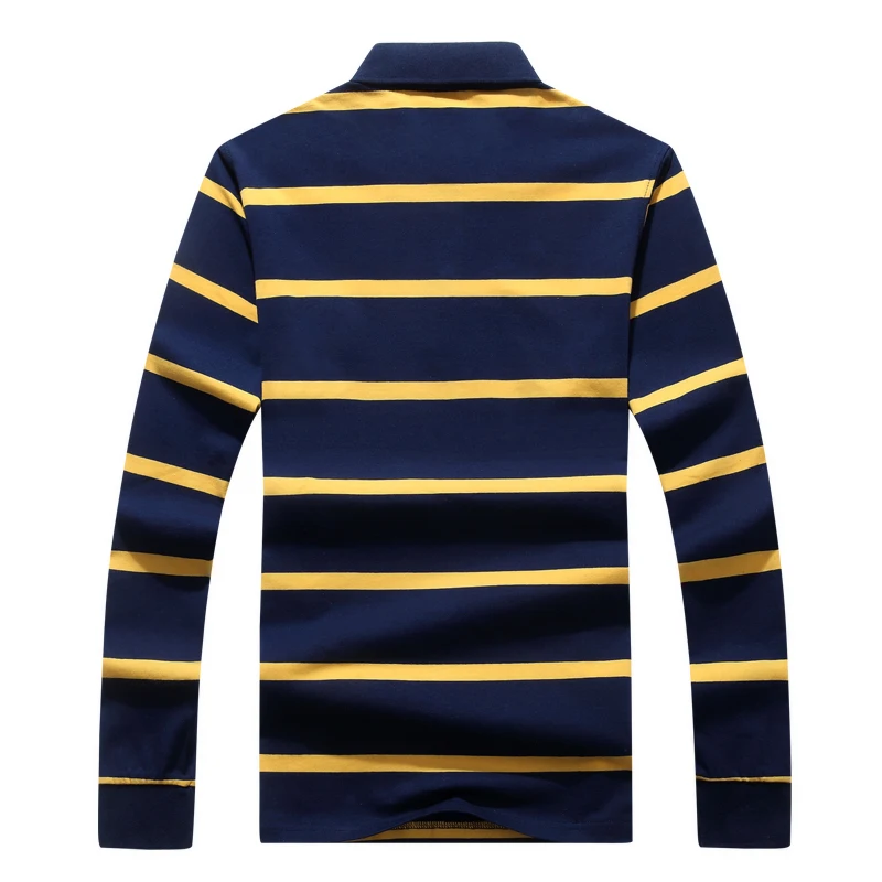 Mu Yuan Yang Brand men's clothing New High Quality Embroidery Polo Shirt men Long sleeve polo shirt Striped Polos