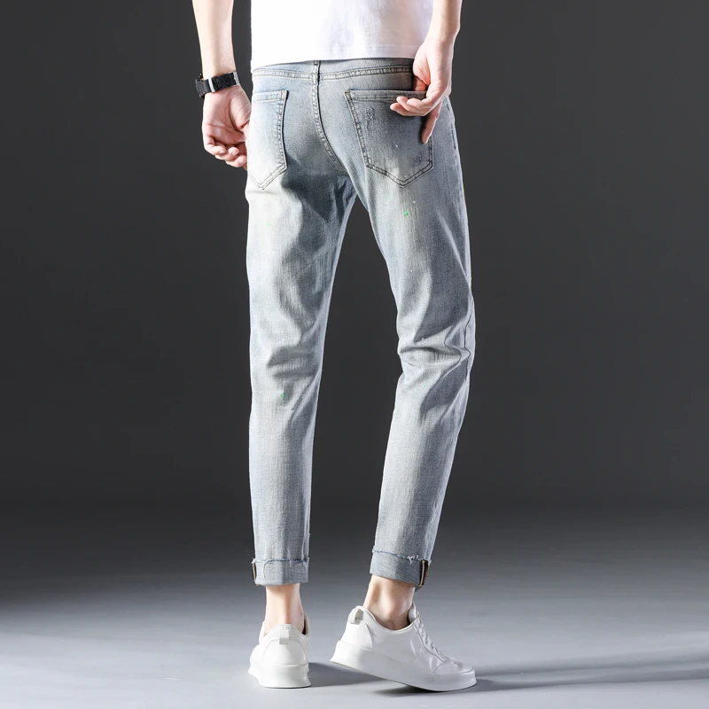 60% OFF Slim Fit Ripped Jeans For Men Male Denim Pants Fashion Brand Jeans men trousers Casual Pants Denim Pants Classic Cowboys Young