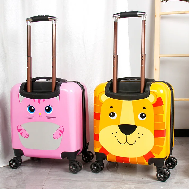 Kids 3D cartoon animal suitcase on wheels cat tiger trolley luggage travel carry on rolling luggage case cute children gift boys