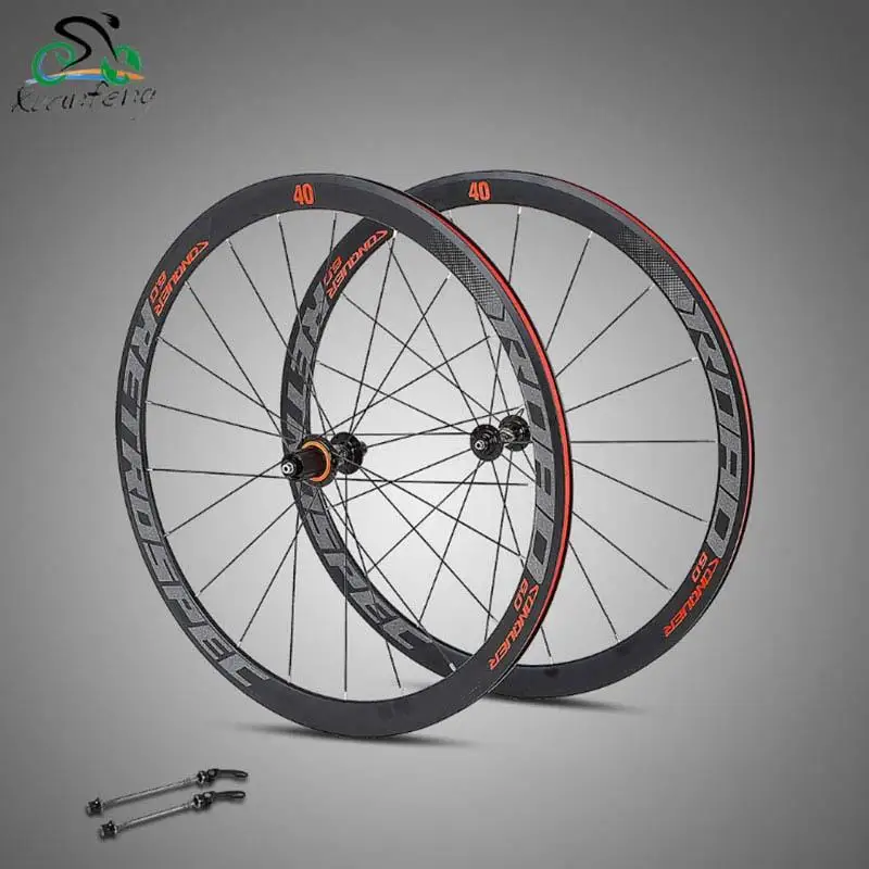 Road Aluminum Wheelset 4 Sealed Bearings 700C Road Alloy Wheel RS2.0 40mm Bike Rim Colorful Decal standard bicycle velo rouler