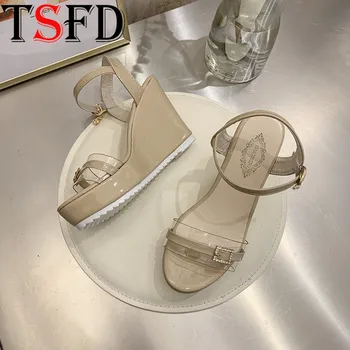 

Summer Sandals for Women Buckle Soft Sandals Lady Peep-toe Shoes on Heels Wild Sandal Woman Platform Sandals Sexy Female Shoe J7