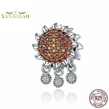 

Sunflower Diy accessories 925 silver original natural beads for jewelry making Fit pandora charm bracelet