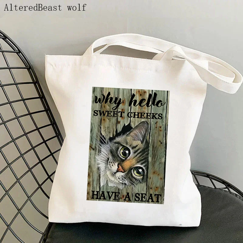 Women Shopper bag normal cat my cat Printed Kawaii Bag Harajuku Shopping Canvas Shopper Bag girl handbag Tote Shoulder Lady Bag