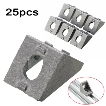 

25pcs/set Silver Solid Cast Aluminum 2020 Angle Bracket For 20mm Extrusion 20 * 20 * 17mm Tool Parts