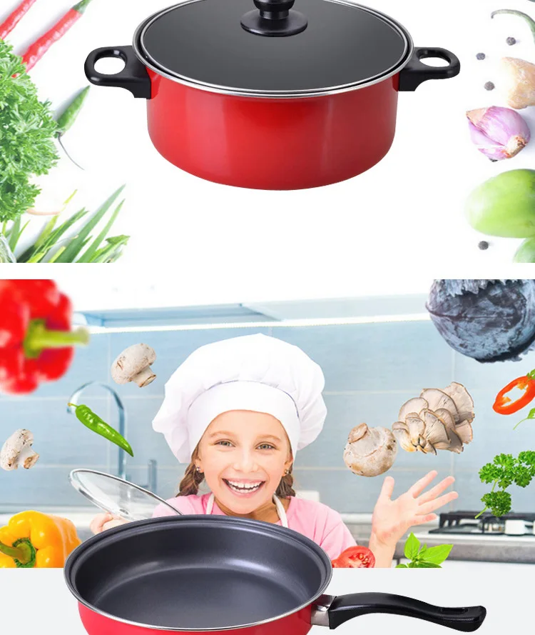 Three-piece Set Non-stick Non-Paintcoat Sootless Stainless Steel Pots Pot Cover Cookware Set