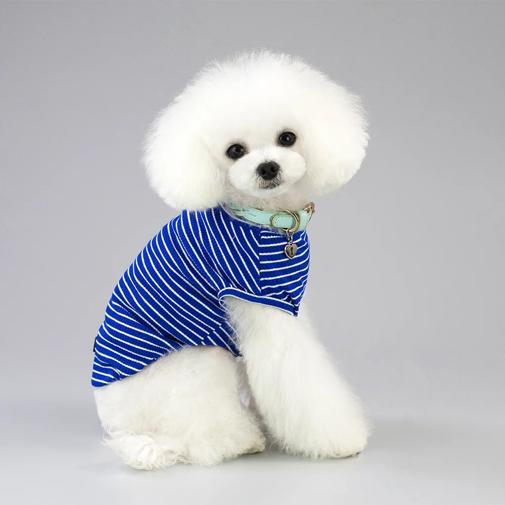 Pet Vest Spring And Summer New Style Dog Clothes Cat Clothes Breathable Stripes Pure Cotton Vest Currently Available Wholes