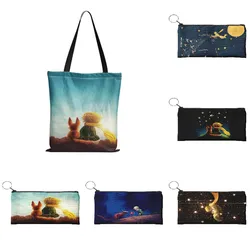 New Ideas 1pcs Women Cartoon Le Petit Prince Fox Rose 3D Printed Coin Purse Ladies Wallet With A Zipper Canvas Bag Fashion