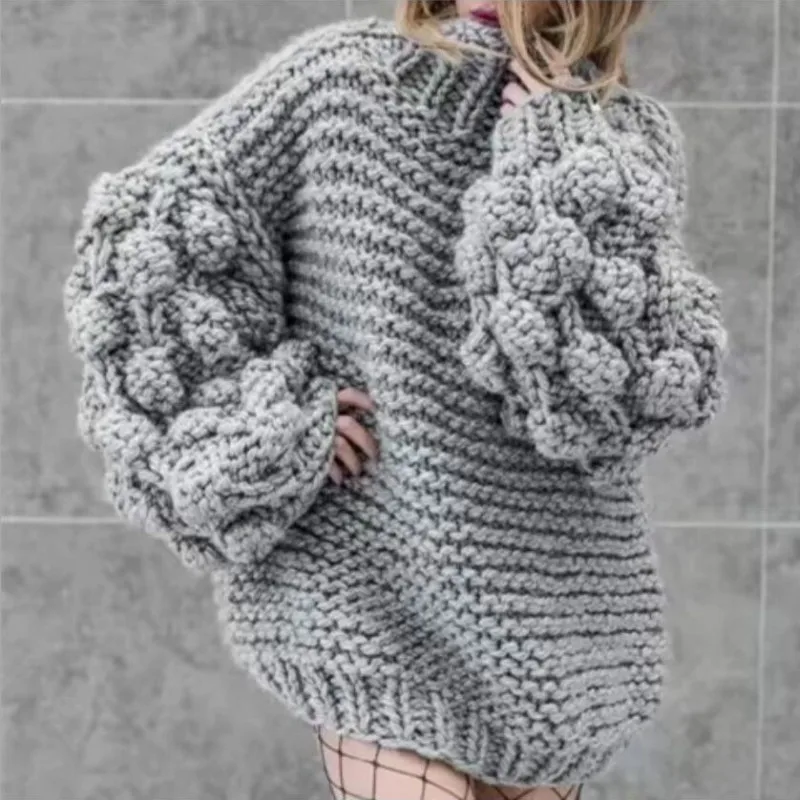 Lazy handmade knitted Pullover 3D Flower Hook