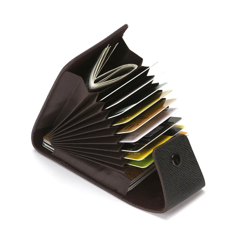 Multifunctional Card Sleeve Men's and Women's Genuine Leather Case Business ID Credit Card Wallet Holder Pocket Organizer