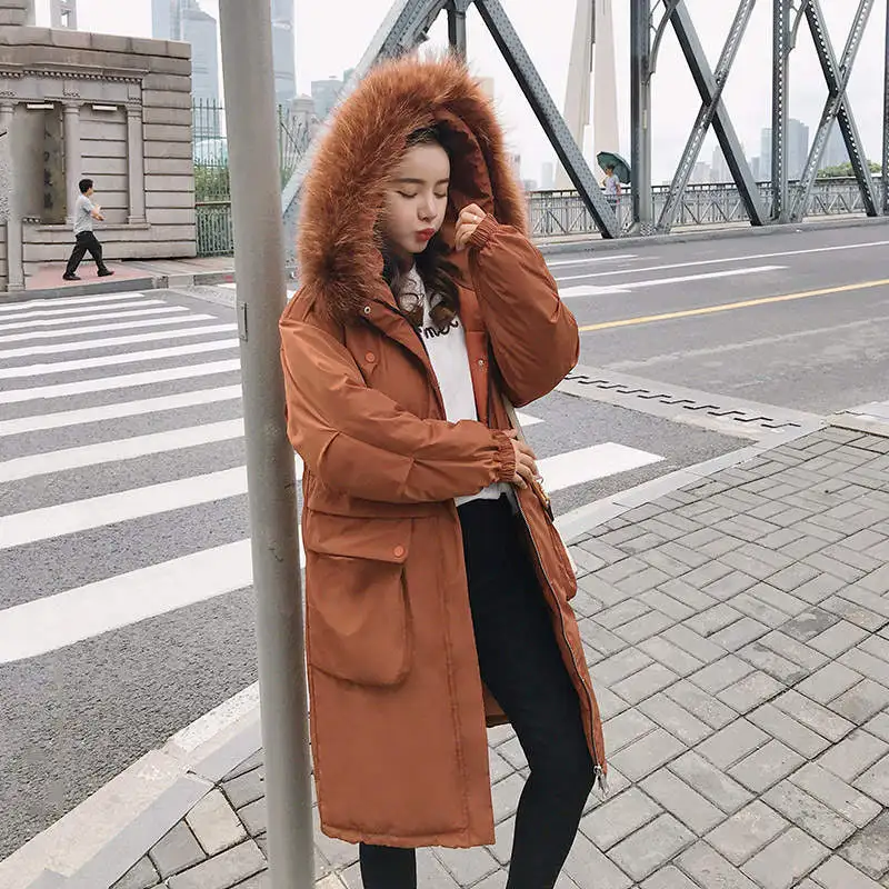caramel color parkas Длинное пальто, верхняя одежда, Регулируемая Талия, женская зимняя куртка с капюшоном, искусственный мех, воротник, пальто, женские парки, хлопковые зимние пальто C5882 - Цвет: caramel color parkas