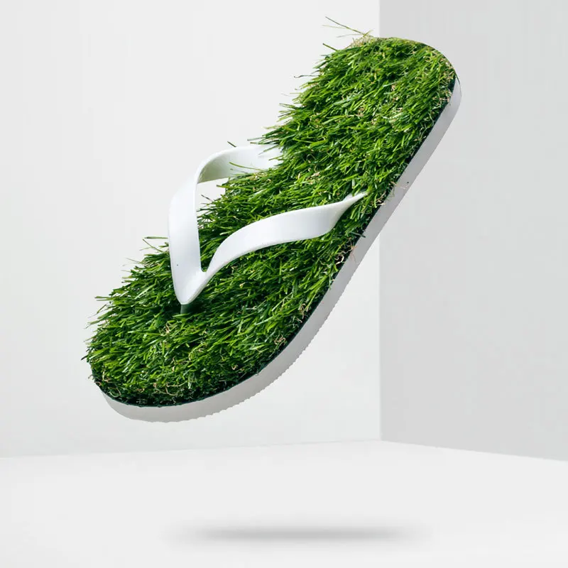 New Couples Funny Slippers Simulation Grass Flip Flops Lawn Slides Fashion Men Women House Slippers Flats Comfortable Shoes