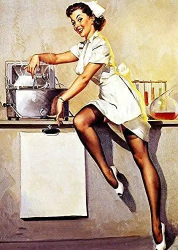 

Pin Up Nurse Wall Art Poster Metal Tin Sign Wall Decor Man Cave Bar Home Living Decor 12" X 8"