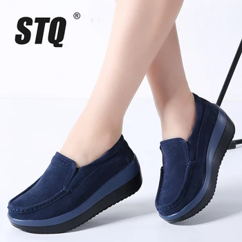 

2020 Autumn Women Flat Platform Shoes Ladies Suede Leather Flat Shoes Women Slip-on Casual Shoes Moccasins Creepers
