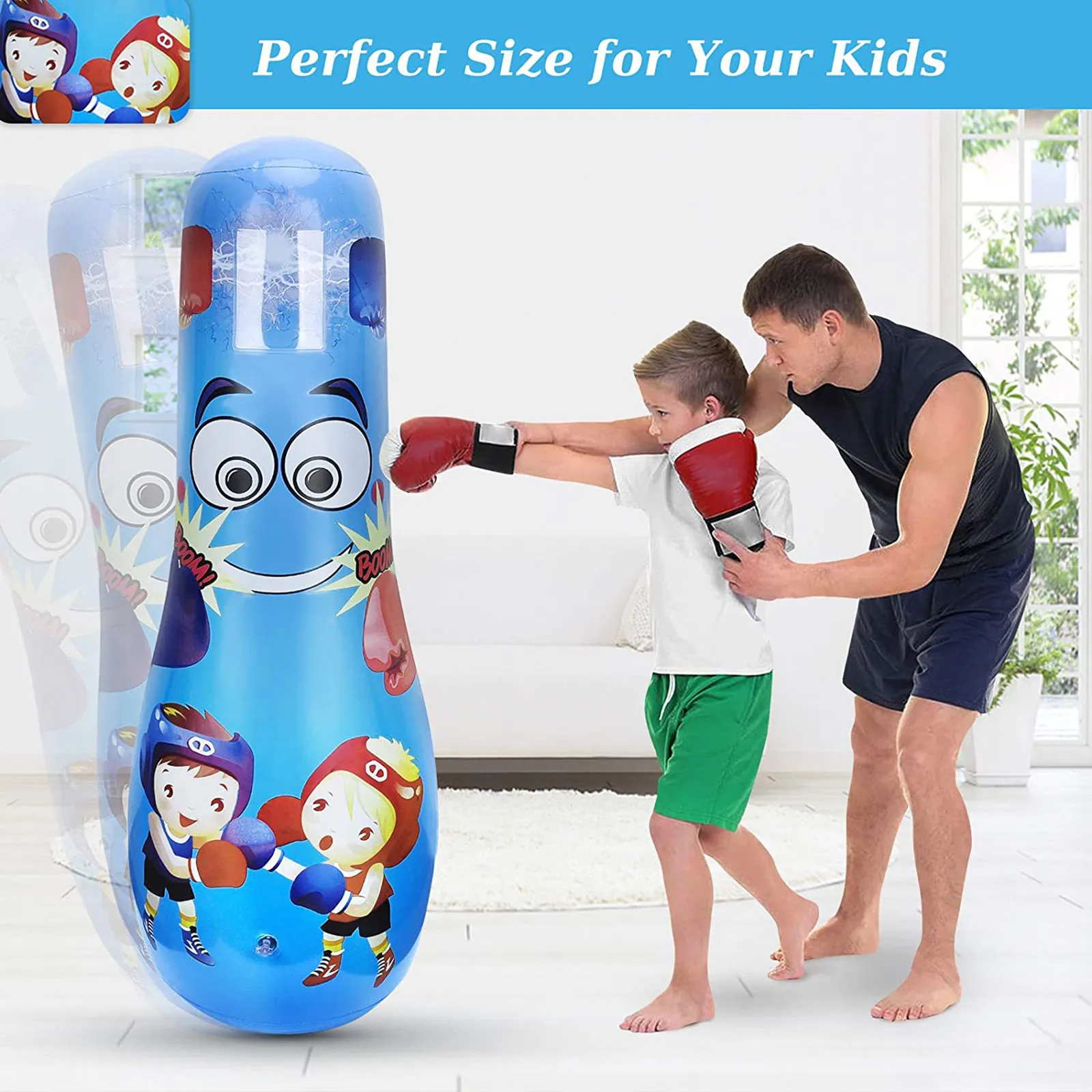 Fitness Inflatable Boxing Bag Sandbag Child Gym Training Stress Relief Toy 