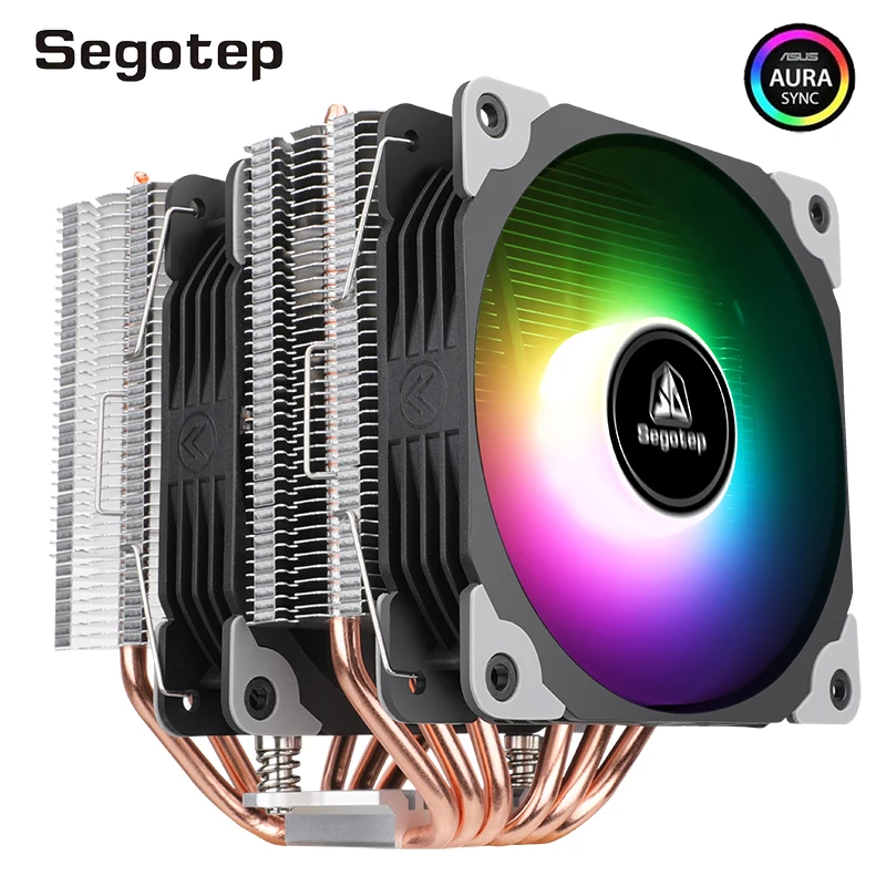 

Segotep CPU Cooler Pure Copper Heat-pipe Cooling fan ARGB 3pin For Intel 115X/LGA1200/LGA1366/1200 AMD/AM3/AM4 Quiet PC Radiator