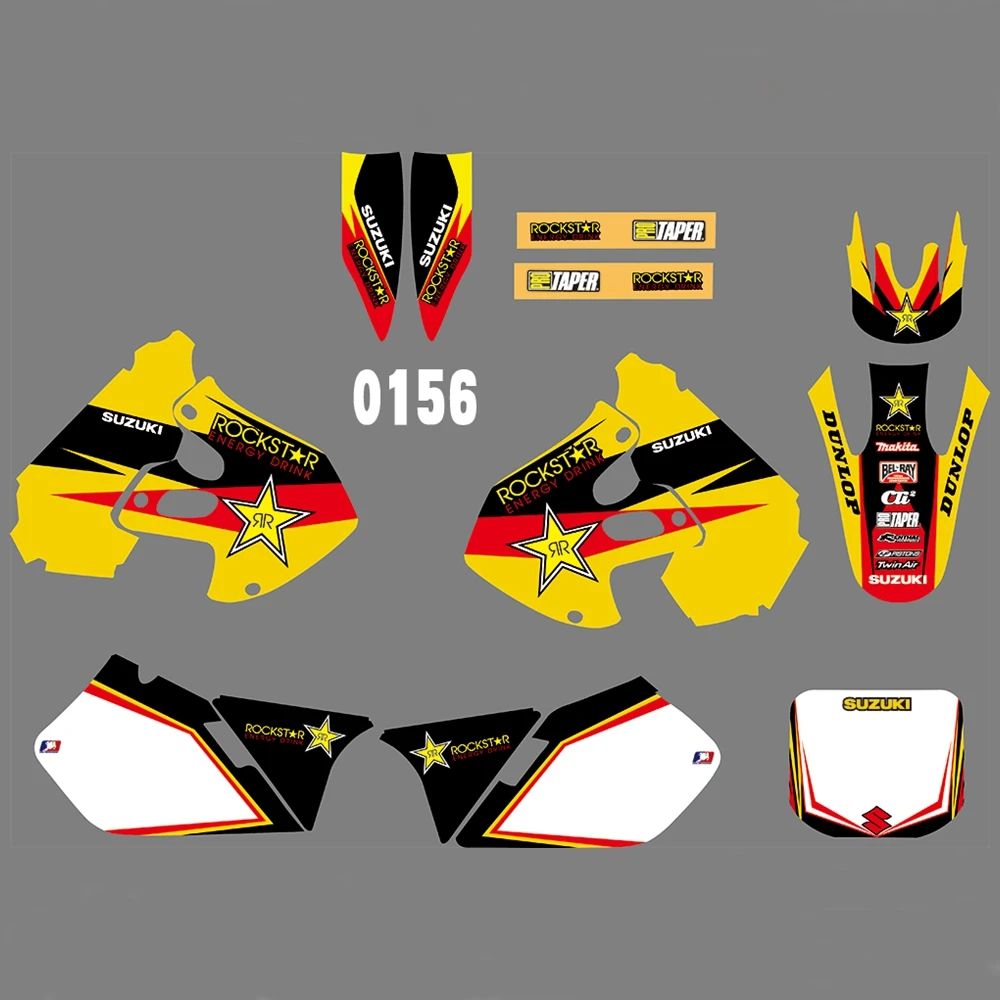 Для SUZUKI RM125 RM250 1999-2000 Графика наклейки на заказ Номер Наименование лента 3M Полный мотоцикл Фоны аксессуары