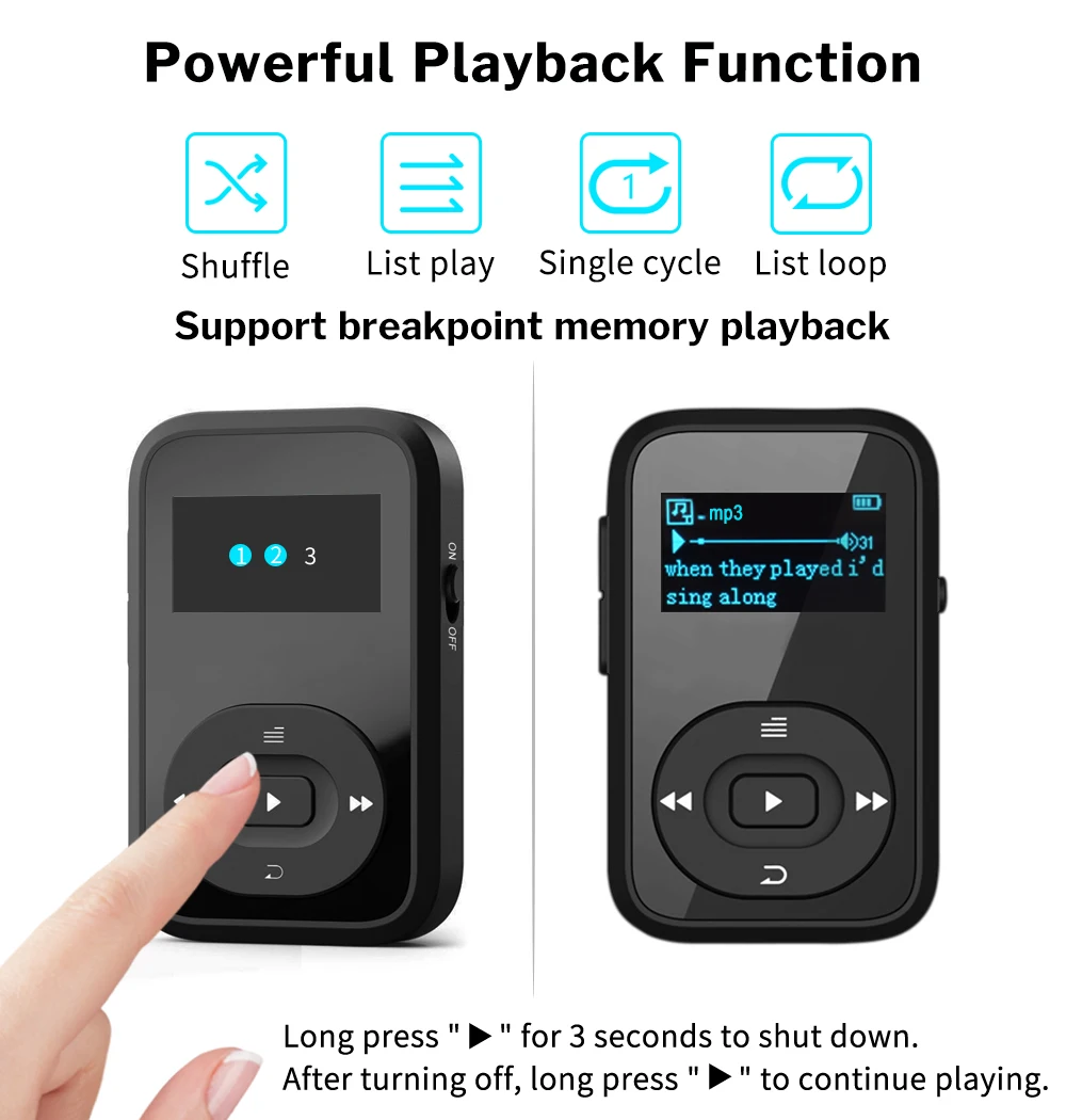 Deelife MP3 Player Bluetooth 5.0 Walkman with Clip Armband Mini Players Fm Memory 32GB 8GB for Running Sports Music