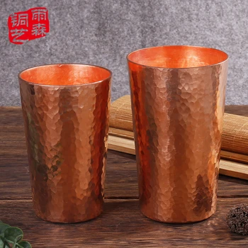 

Pure handmade red copper water cup thickened beer coffee milk cup ground bean powder receiver cocktail cup