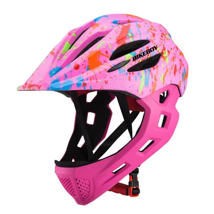 Дети Девочка 3-5 лет съемный подбородок поддержка полное покрытие Mtb велосипед шлем велосипед Велоспорт capacete da bicicleta светодиодный светильник