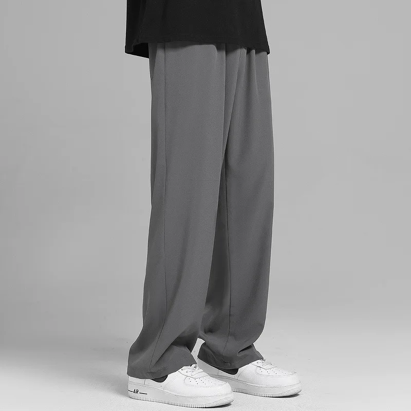 Casual Pants Men Baggy Solid Wide-leg Pocket-pants All-match Summer Breathable Japanese Style Hombre Trousers Fashion Bottom Ins