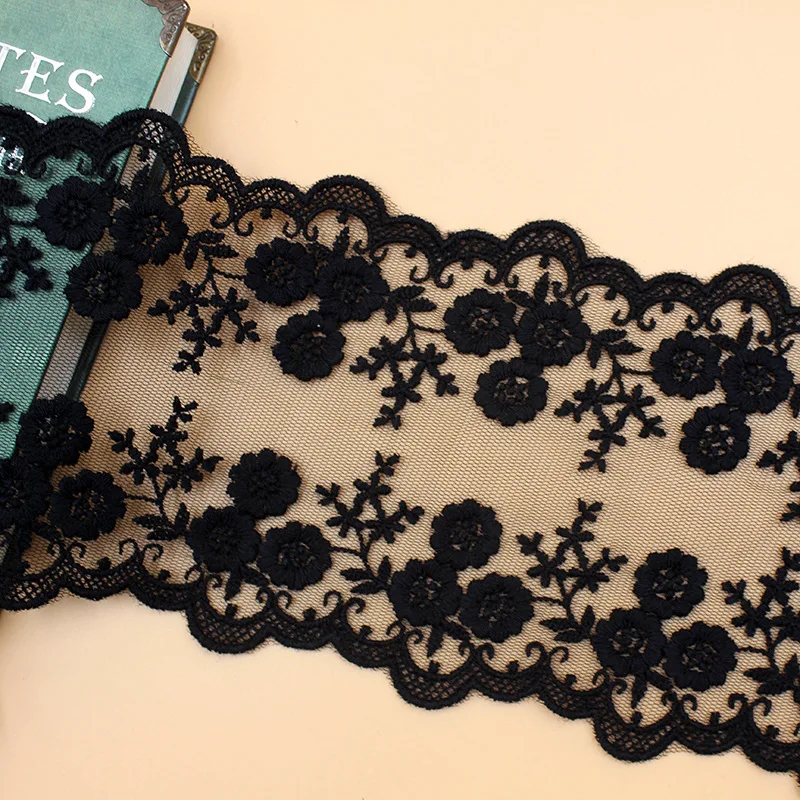 Lace Fabric 2yards/lot White Black Embroidered Gauze 12CM