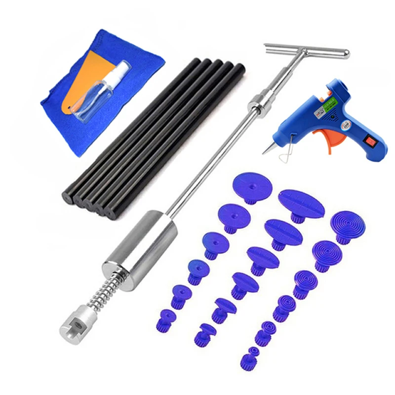 

Tools Car Paintless Dent Removal Tool Kit Dent Repair Puller Kit Slide Reverse Hammer Glue Tabs Suction Cups For Hail Damage