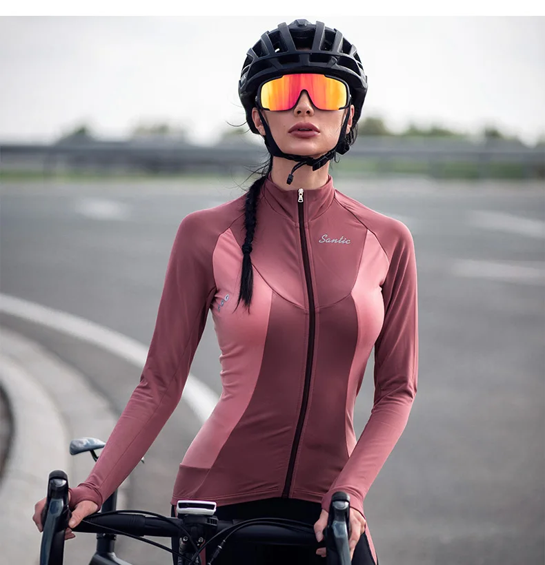Womens Winter Cycling Jersey Bib Pants Set Thermal Fleece Bike Outfits Sportwear 