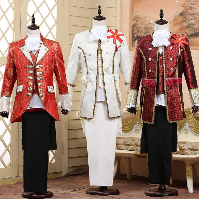 Victorian Wedding Outfit Ball Prom Dinner Formal Dress Noble King Prince Costume Suit Deluxe Festival Ring Bearer Jacket For Men |
