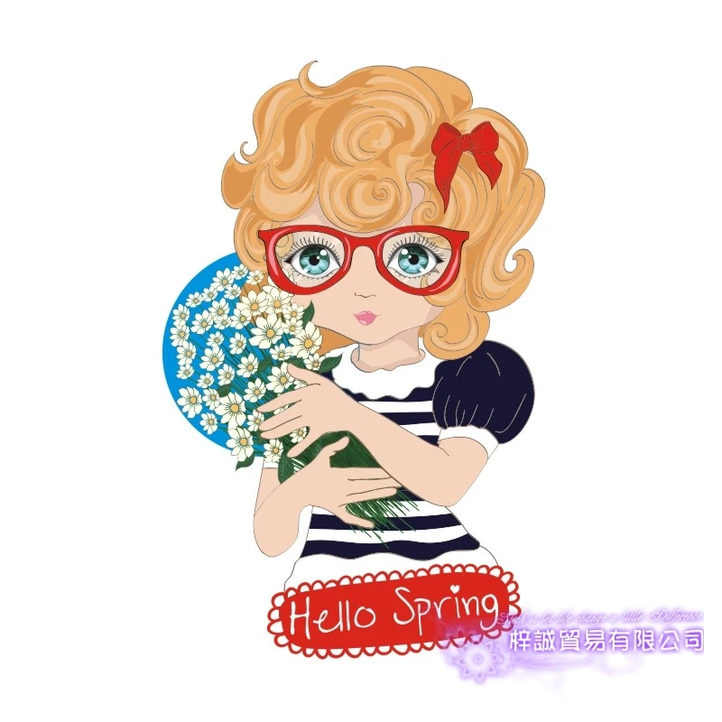 DCTAL Clothing Store Girl Decal Cute Girls Glass Colorful Wall Sticker Coffee Folwer Store Decal Cloakroom Showcase Decor