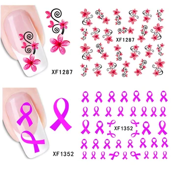 

5 Sheet/lot DIY Nails Water Sticker Flower Manicure Design Fashion 3D Red Ribbon Nail Art Sticker Water Transfer Nail Decals