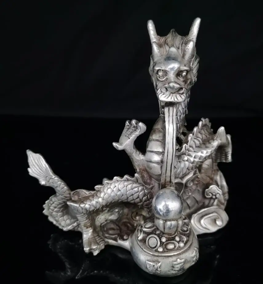 

Archaize White copper treasure bowl dragon household decoration crafts statue