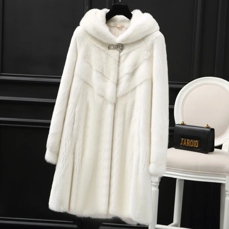 AYUNSUE натуральная норка меховое пальто женские роскошные меховые пальто зимняя куртка женские корейские куртки с капюшоном для женщин теплое пальто MY