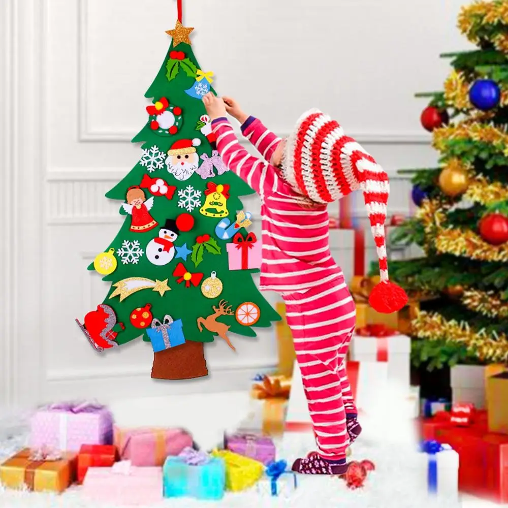 QIFU 3D DIY Felt Christmas Tree Christmas Decorations for Home Christmas Tree Decoration Xmas Gifts New Year Navidad Noel