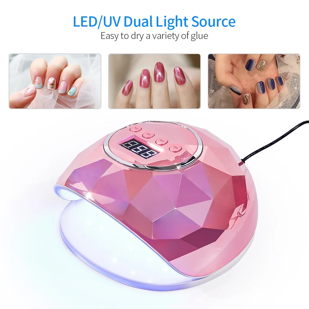 Potência para Todos os Unhas Lâmpada do Unha Ferramentas da Arte para Unhas 86w de Alta Polonês Seco Colorido Espelho Diamante Manicure Temporizador Display Lcd Inteligente Gel 7 lâmpada do prego manicure temporizador display lcd
